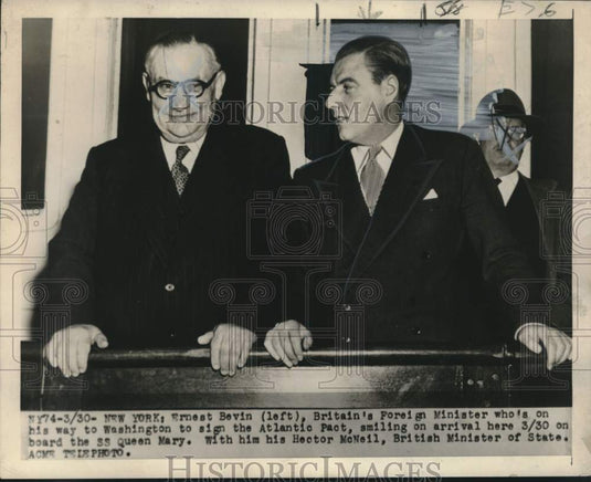 1949 Press Photo Britain's Foreign Minister Ernest Bevin bound for Washington - Historic Images