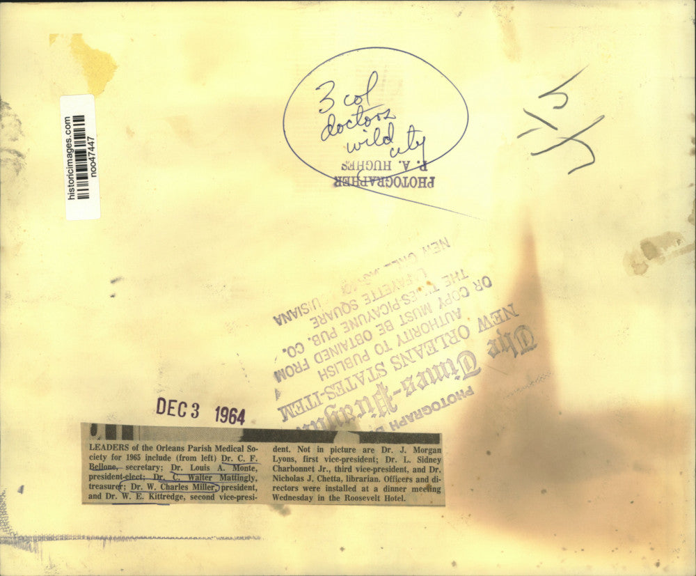 1964 Press Photo Leaders of the Orleans Parish Medical Society for 1965