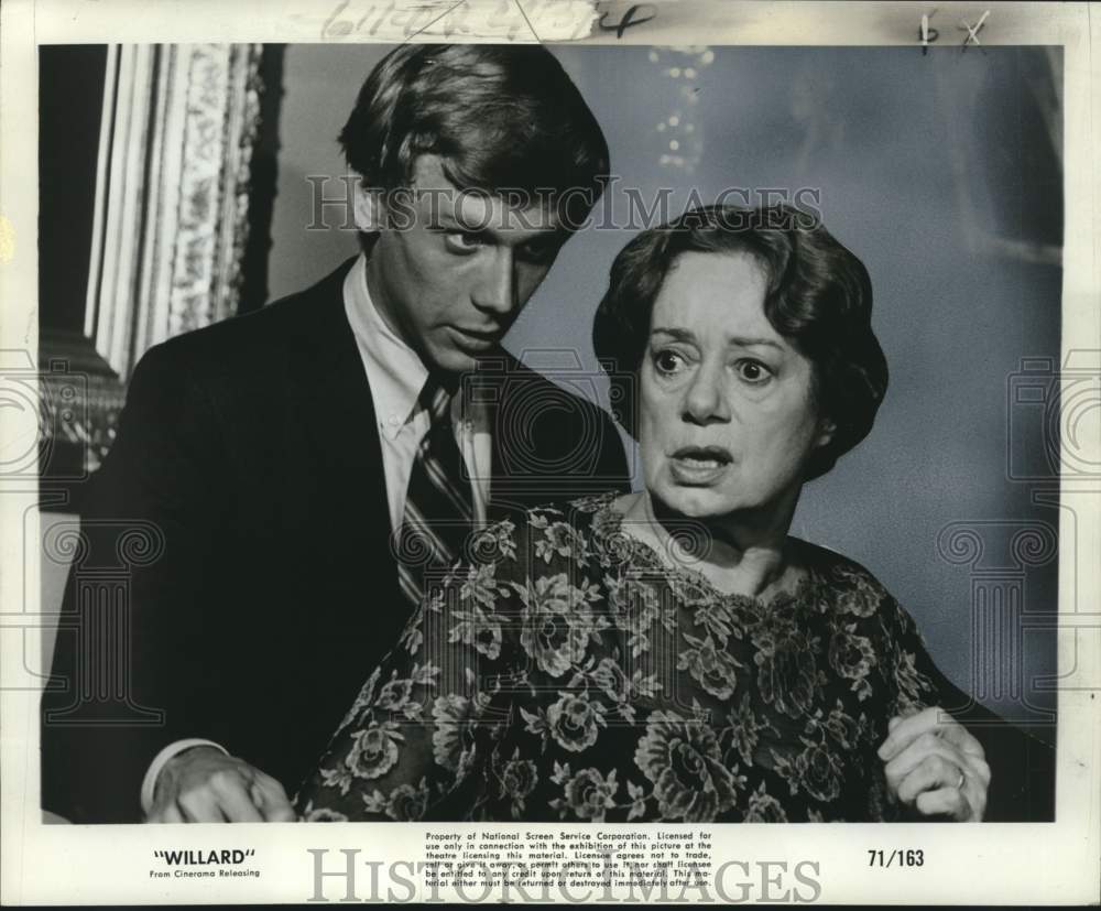 1971 Press Photo Bruce Davidson &amp; Elsa Lancaster star in &quot;Willard&quot; - noo47503- Historic Images