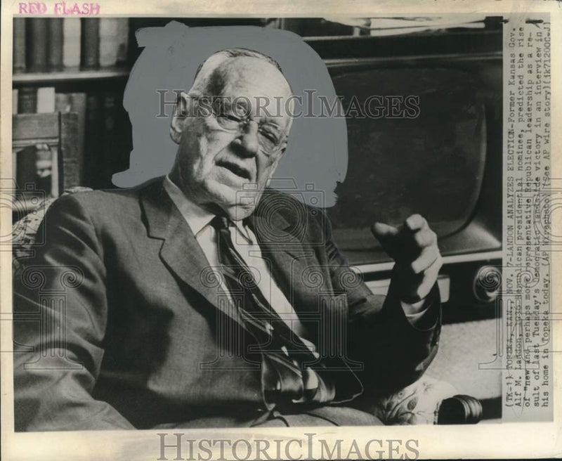 Load image into Gallery viewer, 1964 Press Photo Former Kansas City Governor Alf M. Landon, at home in Topeka
