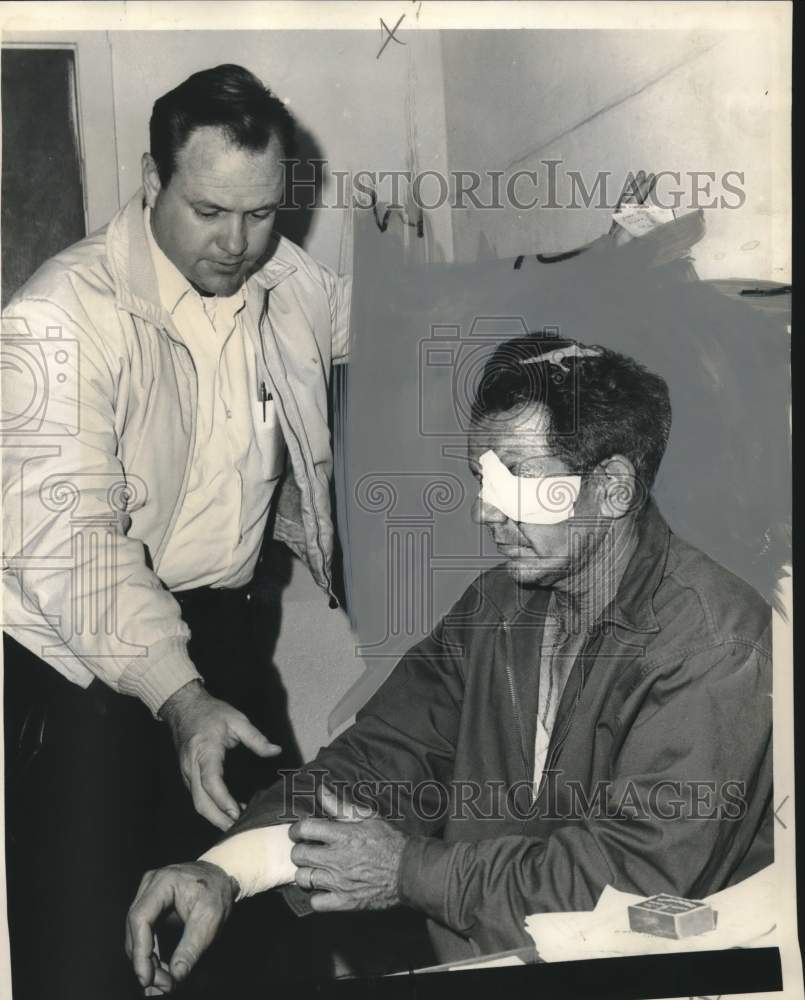 1964 Press Photo Frank Muscarello suffered beating at race track robbery in LA- Historic Images