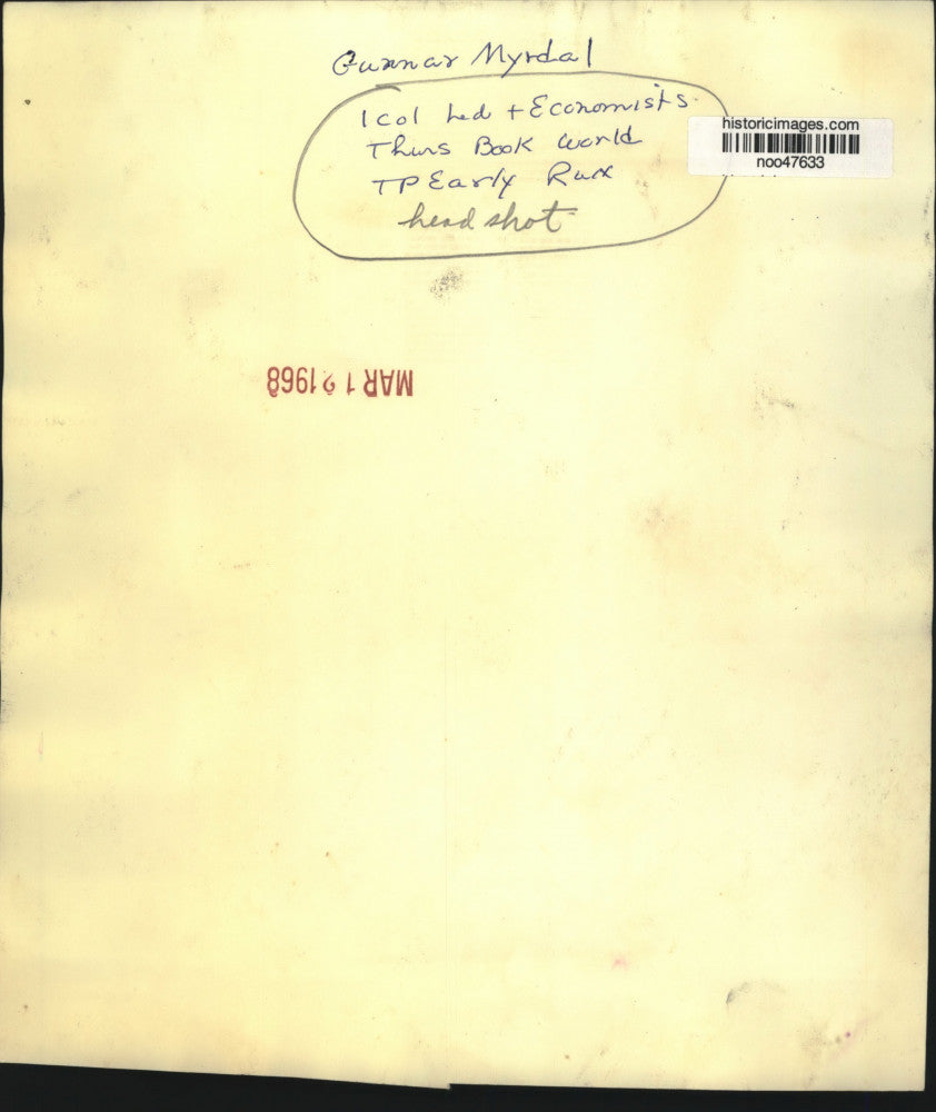 1963 Press Photo Economist Gunnar Myrdal - noo47633