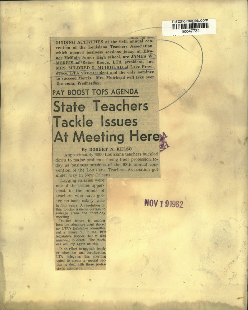 1962 Press Photo James W. Morris, Louisiana Teachers Association convention