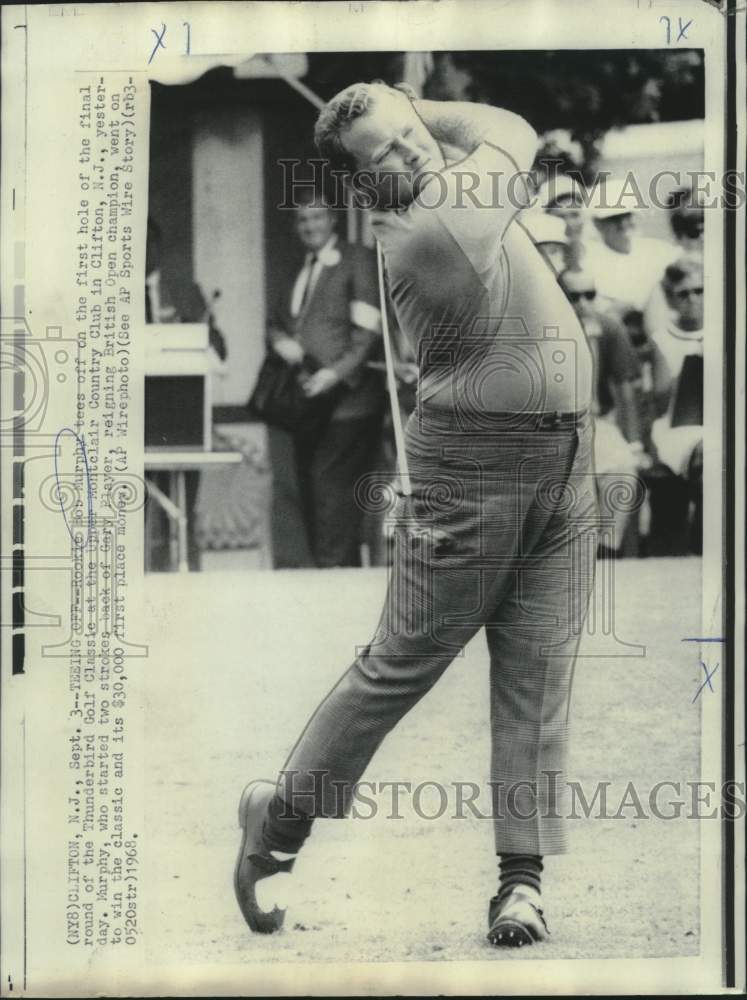 1968 Press Photo Rookie Bob Murphy tees off, Thunderbird Golf Classic
