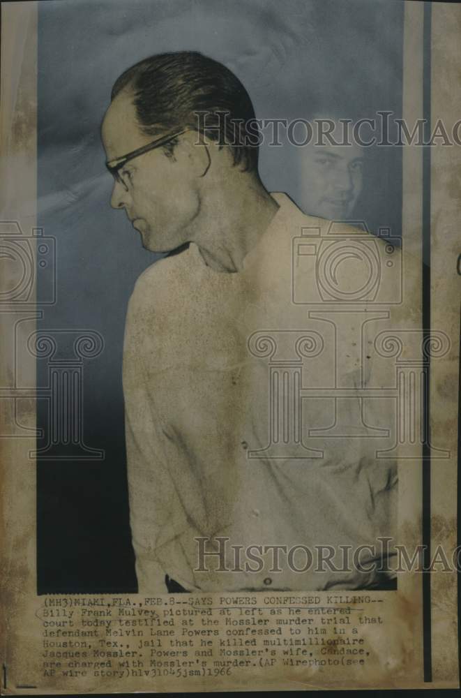 1966 Press Photo Frank Mulvey testifying at Mossler murder trial in Florida