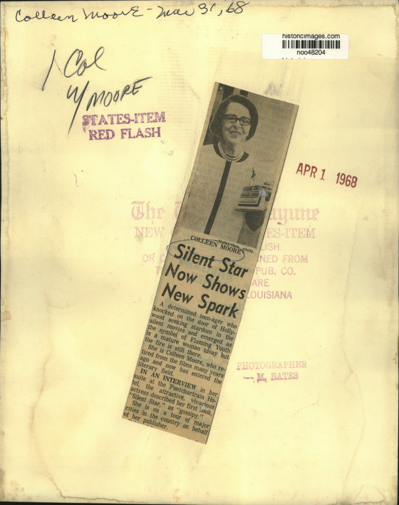 1968 Press Photo Colleen Moore, author of &quot;Silent Star&quot; in New Orleans