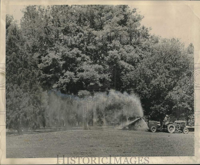 Load image into Gallery viewer, 1963 Press Photo City Park area sprayed to clear out mosquitoes for the holiday
