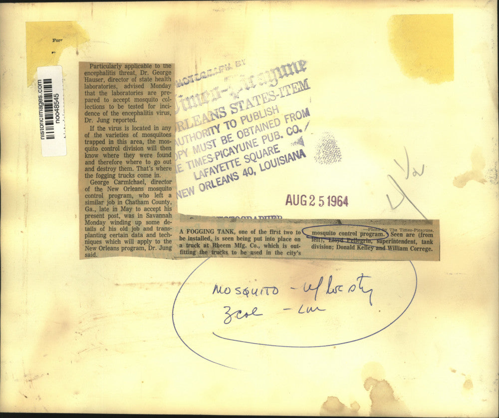 1964 Press Photo A Fogging Tank fitted on a truck at Rheem Manufacturing Co.