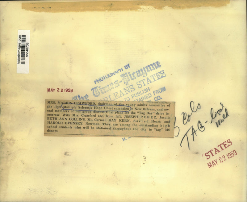 Load image into Gallery viewer, 1959 Press Photo Plans for Multiple Sclerosis Hope Chest campaign in New Orleans
