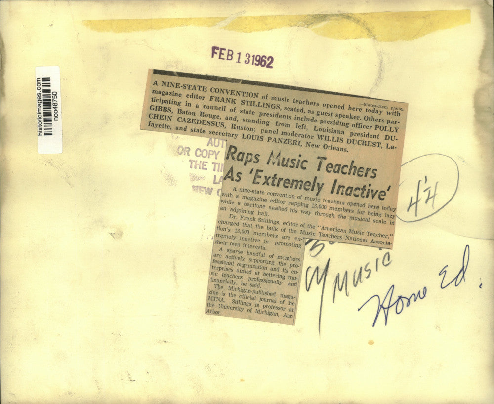 1962 Press Photo Nine-State Convention of Music Teachers in New Orleans