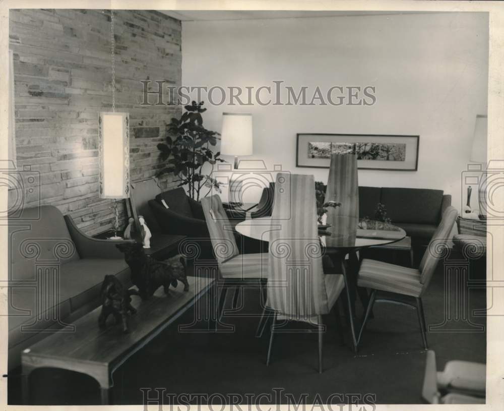 1963 Press Photo Interior of Modernaire Furniture Company Store - noo48782