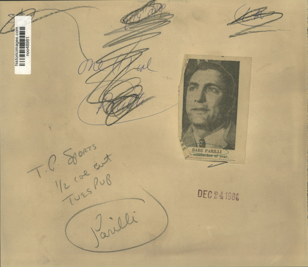 1966 Press Photo Babe Parilli, combacker of year, football player - noo48981