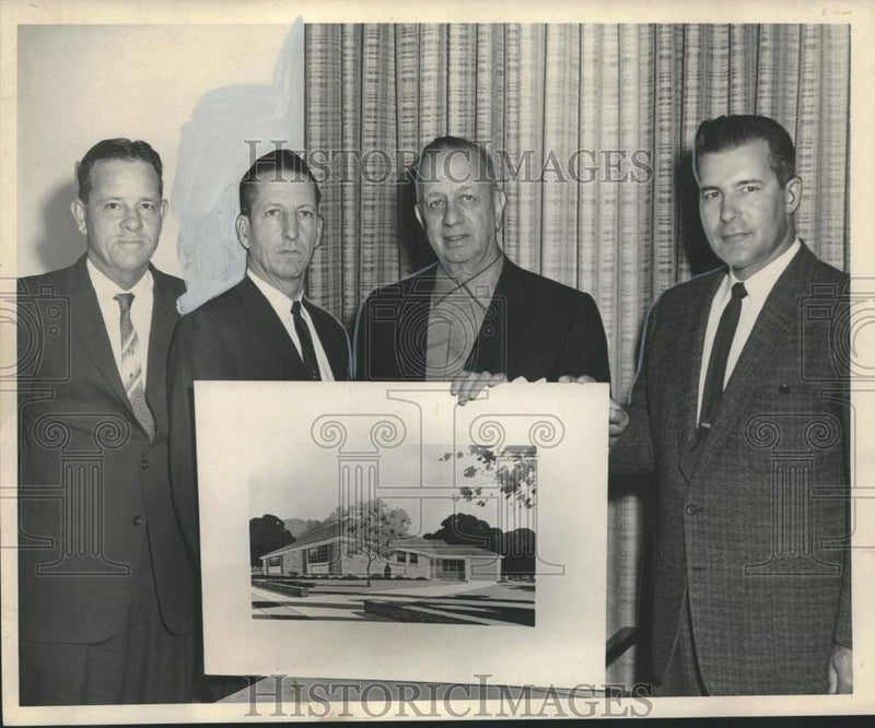 Load image into Gallery viewer, 1964 Press Photo New Orleans Parade of Homes organizers with model home picture
