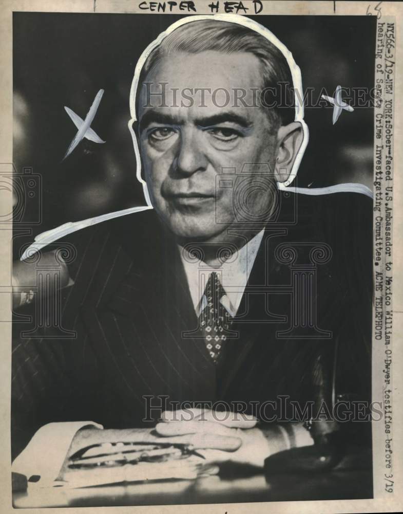 1951 Press Photo Ambassador to Mexico William O&#39;Dwyer before Senate Committee