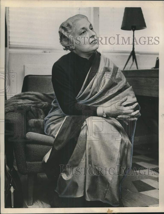 1960 Press Photo Mrs. Vijaya Lakshmi Pandit, sister of India's pres. in Denmark