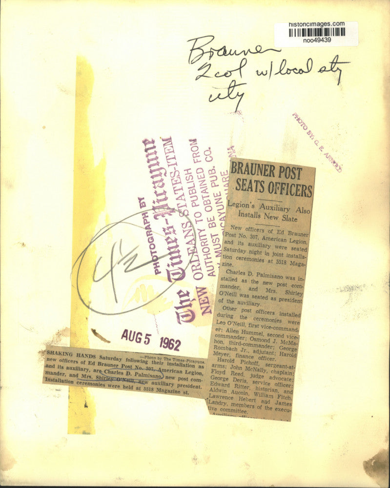 1962 Press Photo Charles D. Palmisano, post commander of American Legion