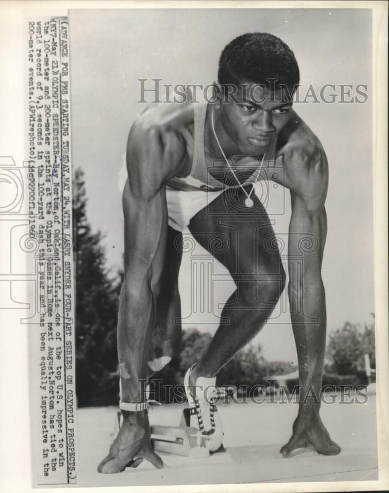 1960 Press Photo Ray Norton, 100-meter &amp; 200-meter Olympic runner - noo49475