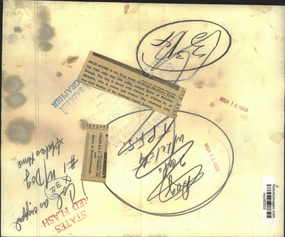 1959 Press Photo Deep South All-Breed Obedience Training Club winner & owner