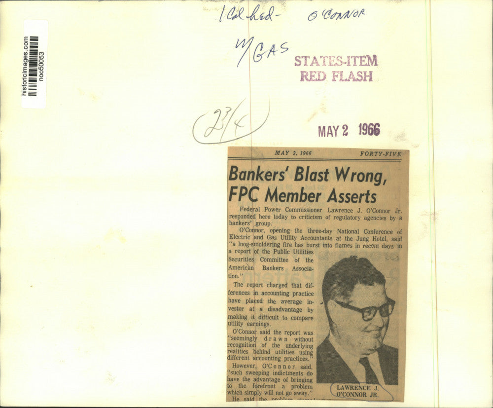 1966 Press Photo Lawrence J. O'Connor Jr., Federal Power Commissioner