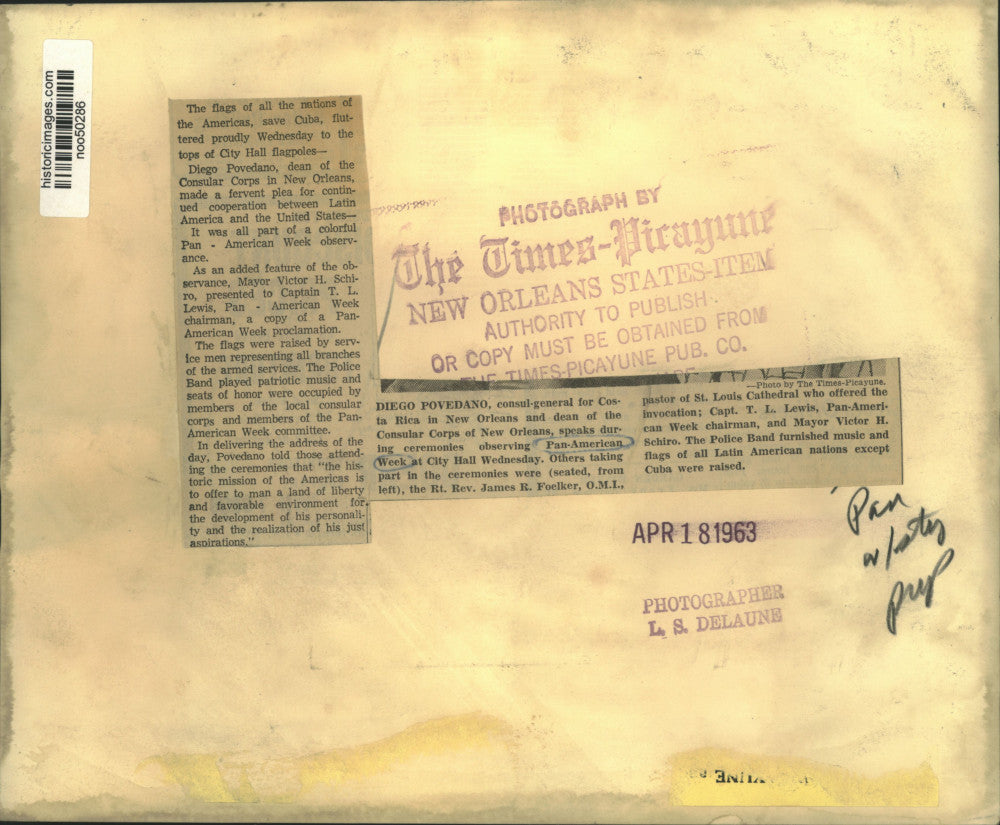 1963 Press Photo Pan-American Week at New Orleans City Hall - noo50286