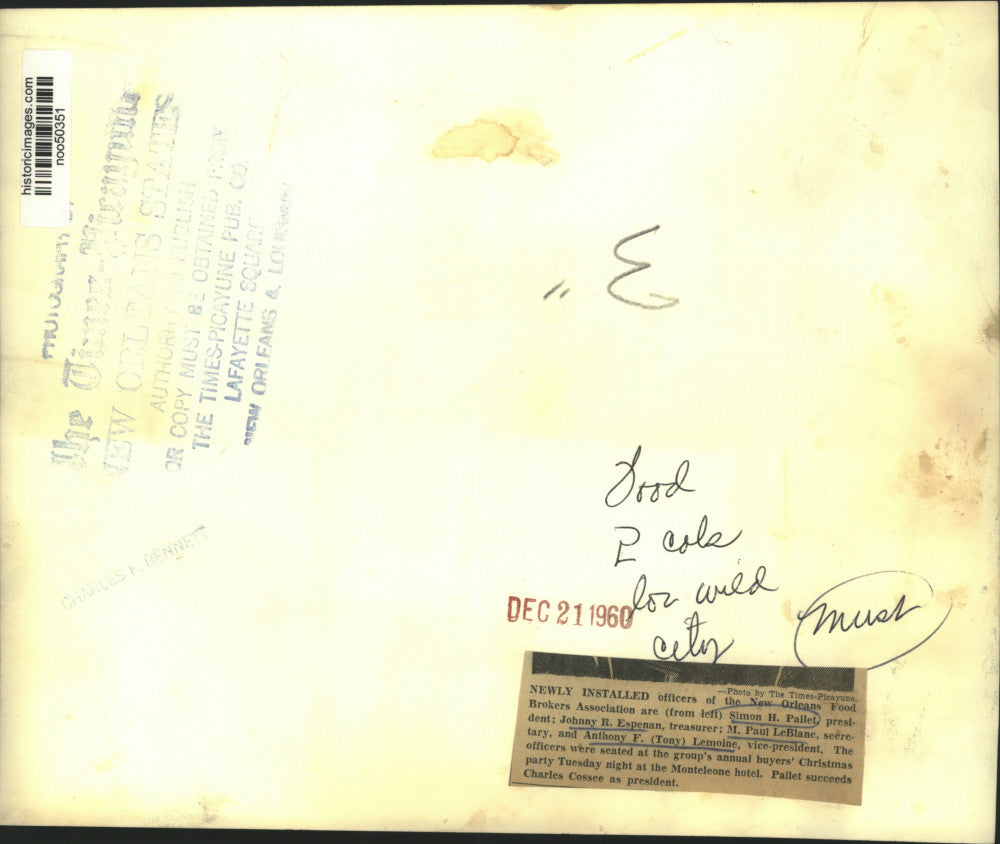 1960 Press Photo New Orleans Food Brokers Association officers - noo50351