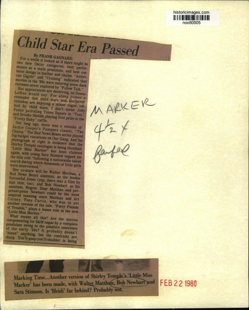 1980 Press Photo Walter Matthau, Bob Newhart & Sara Stimson -Little Miss Marker