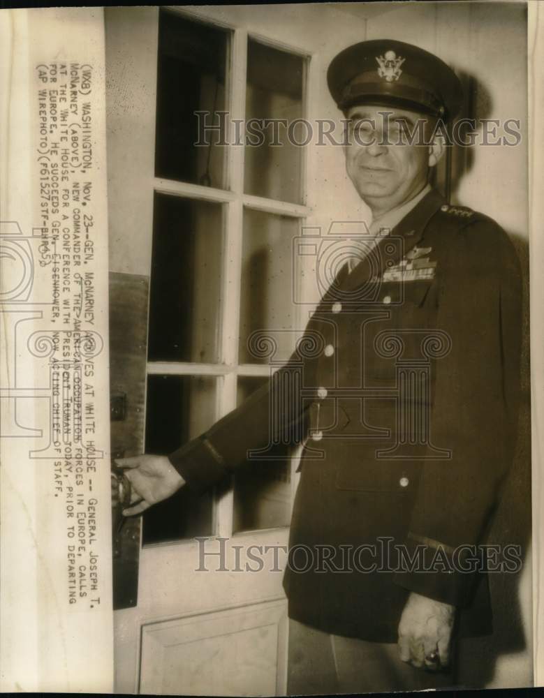 Load image into Gallery viewer, 1943 Press Photo General Joseph T. McNarney at the White House for conference

