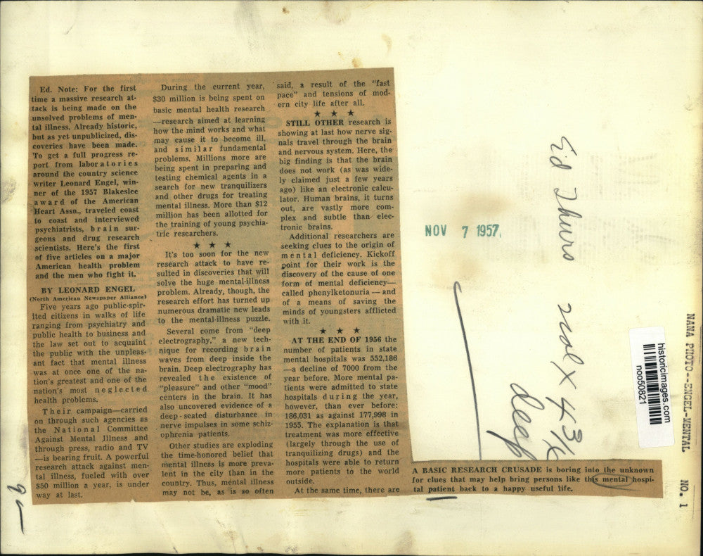 1957 Press Photo A patient sits in a rocking chair - noo50821