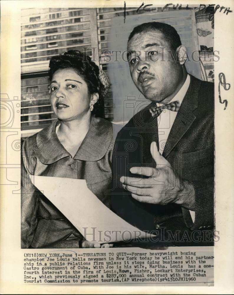 1960 Press Photo Former heavyweight Champ Joe Louis in a press conference- Historic Images