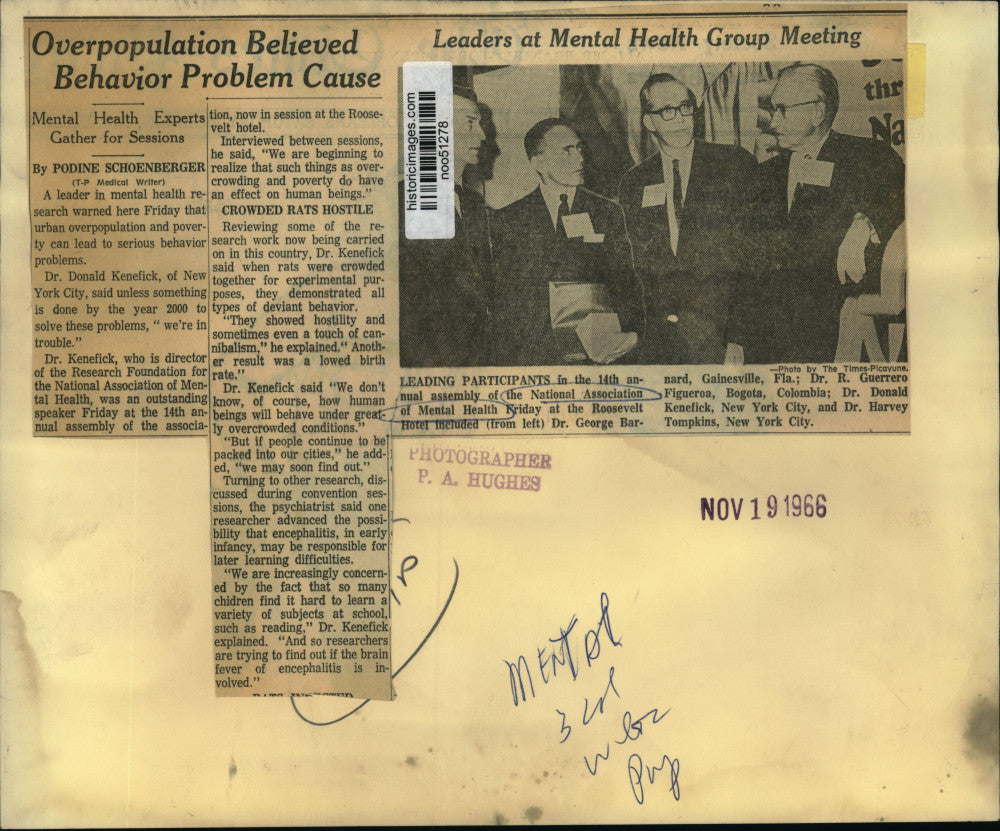1966 Press Photo National Association of Mental Health Friday at Roosevelt Hotel