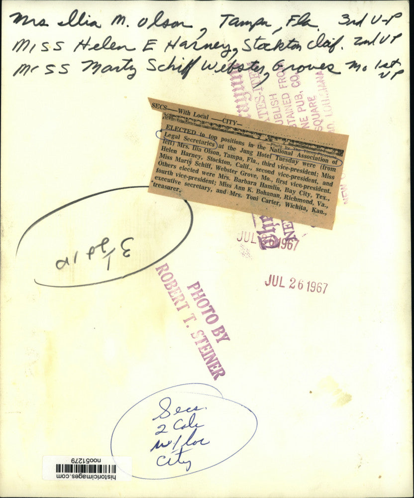 1967 Press Photo National Association of Legal Secretaries at the Jung Hotel