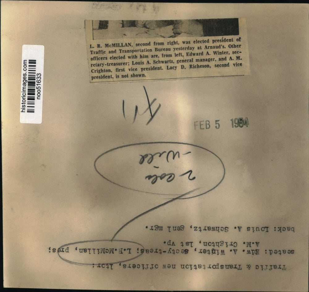 1954 Press Photo New officers of the Traffic and Transportation Bureau