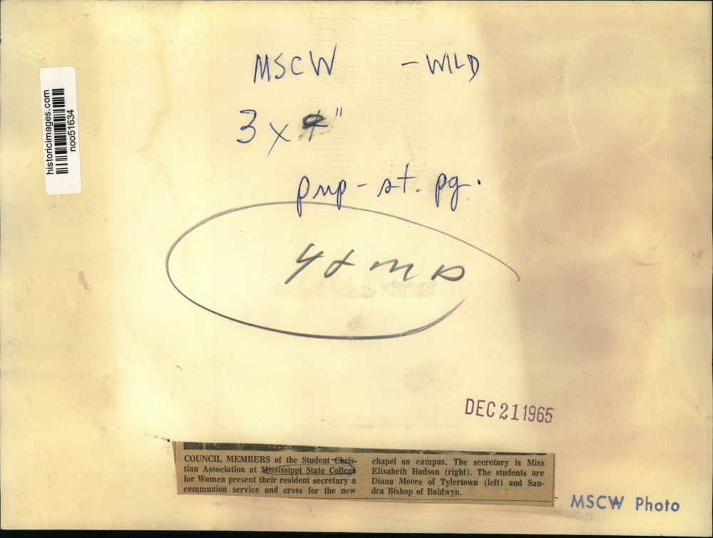 1965 Press Photo Student Christian Association at Mississippi State College