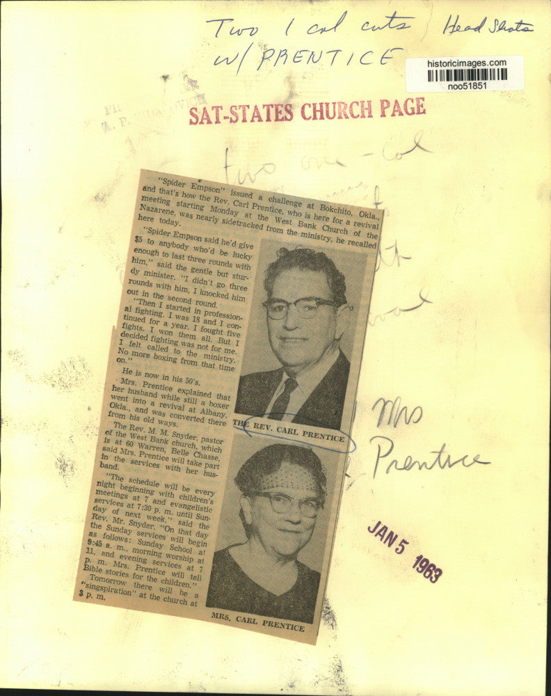 Load image into Gallery viewer, 1963 Press Photo Reverend Carl Prentice at West Bank Church of the Nazarene
