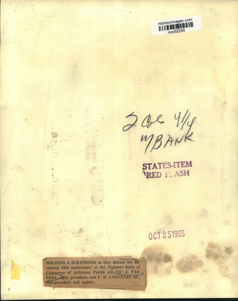 1965 Press Photo Vic J. Passera & F.M. Laguenec Jr.- National Bank of Commerce