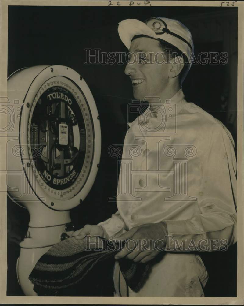 Press Photo Jockey William Owen, Weighing in - noo52573- Historic Images