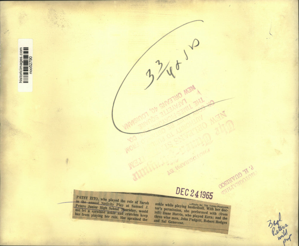 1965 Press Photo Cast of Nativity Play at Samuel J. Peters Junior High School