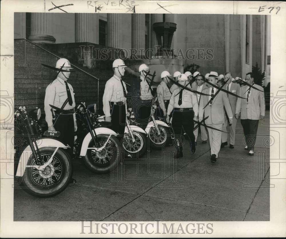 1956 Press Photo City Officials inspecting the "Wheeled Wardens" squad