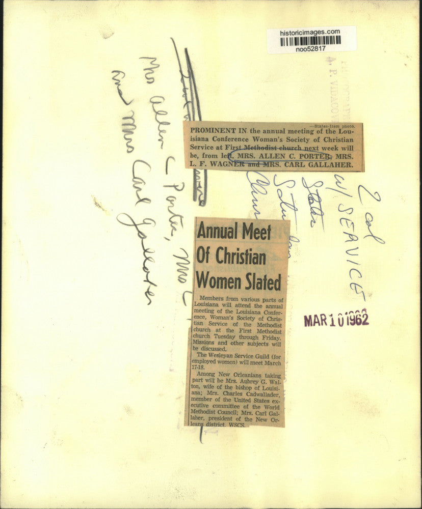 1962 Press Photo Louisiana Conference Women's Society of Christian Service