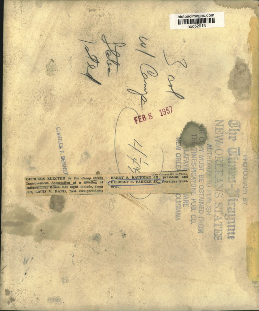 1957 Press Photo Officers elected by the Camp Street Improvement Association