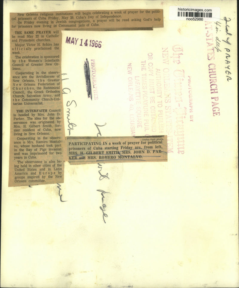 Load image into Gallery viewer, 1966 Press Photo Celebrating week of prayer for the political prisoners of Cuba
