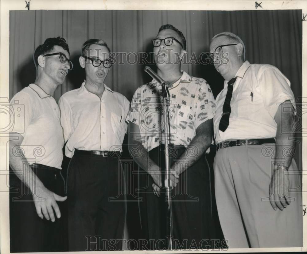 1961 Press Photo Barbershop quartet rehearsing for Our Lady of Good Counsel Show