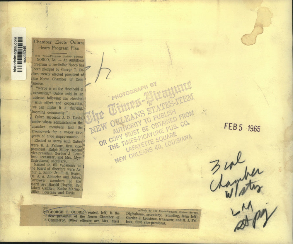 1965 Press Photo New Officers of the Norco Chamber of Commerce - noo53049