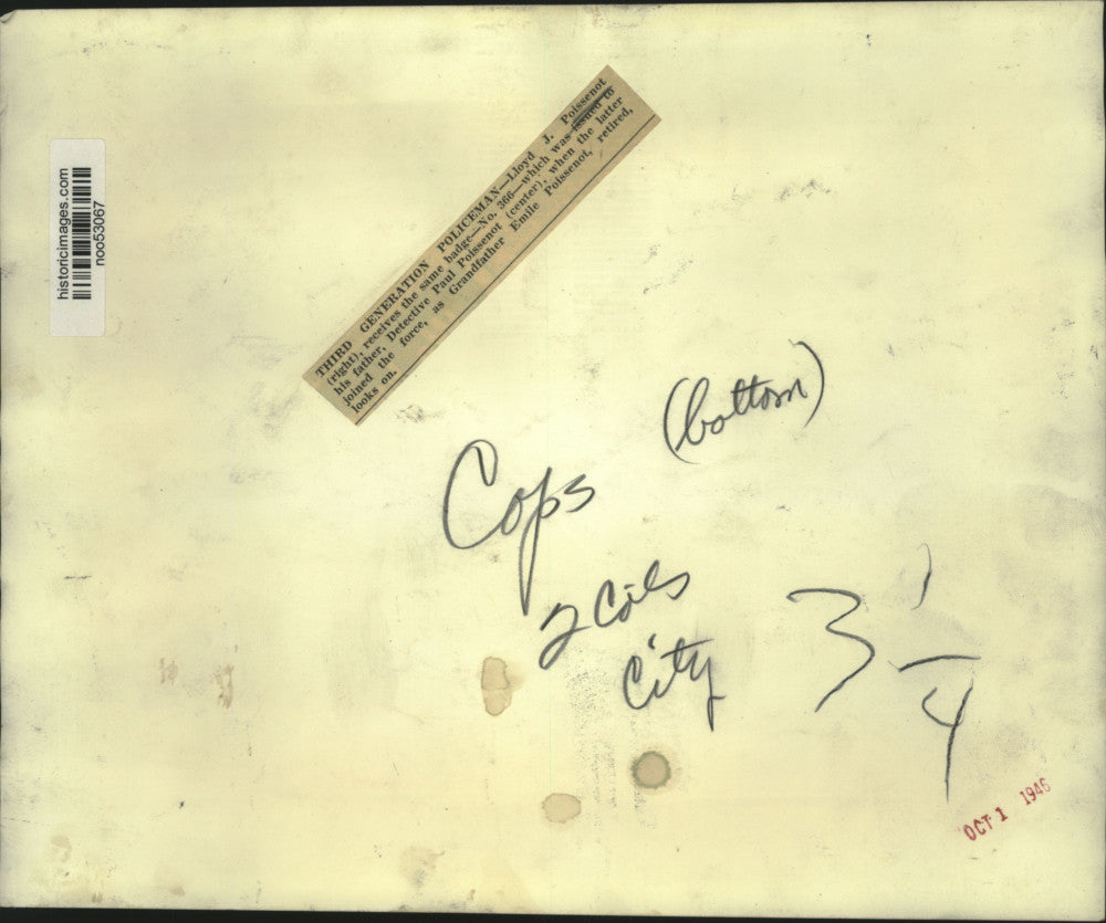 1946 Press Photo Three generations of Poissenot family policemen - noo53067