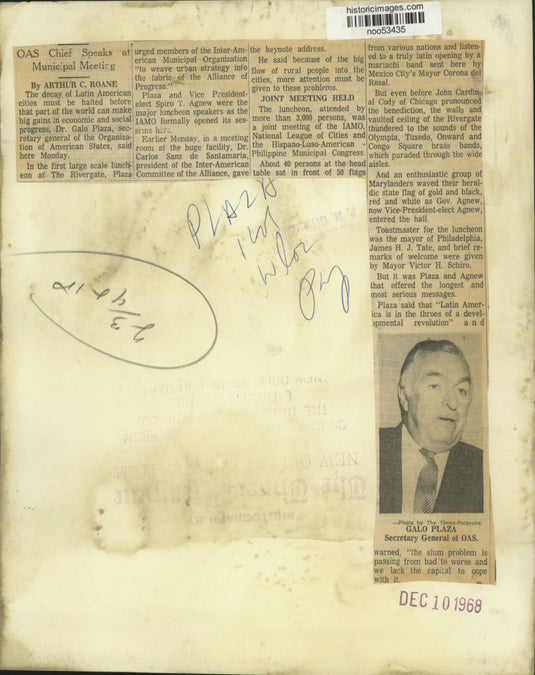 1968 Press Photo Inter-American Municipal Organization luncheon at The Rivergate