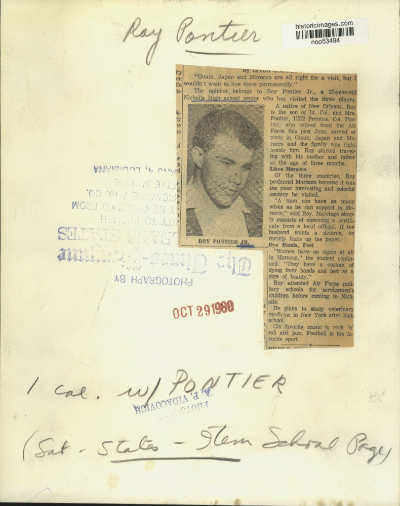 Load image into Gallery viewer, 1960 Press Photo Guam, Japan and Morocco places where Roy Pontier Jr. visited
