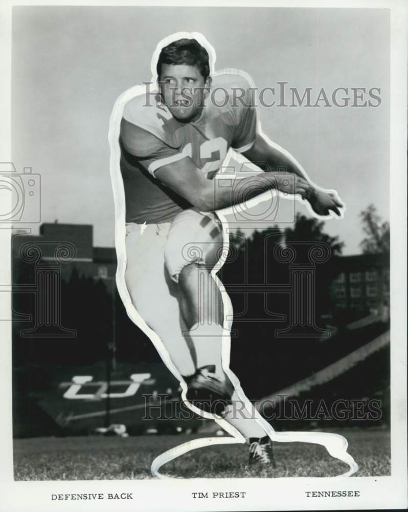 1970 Press Photo Football-Tim Priest, Tennessee Defensive Back - noo53591- Historic Images