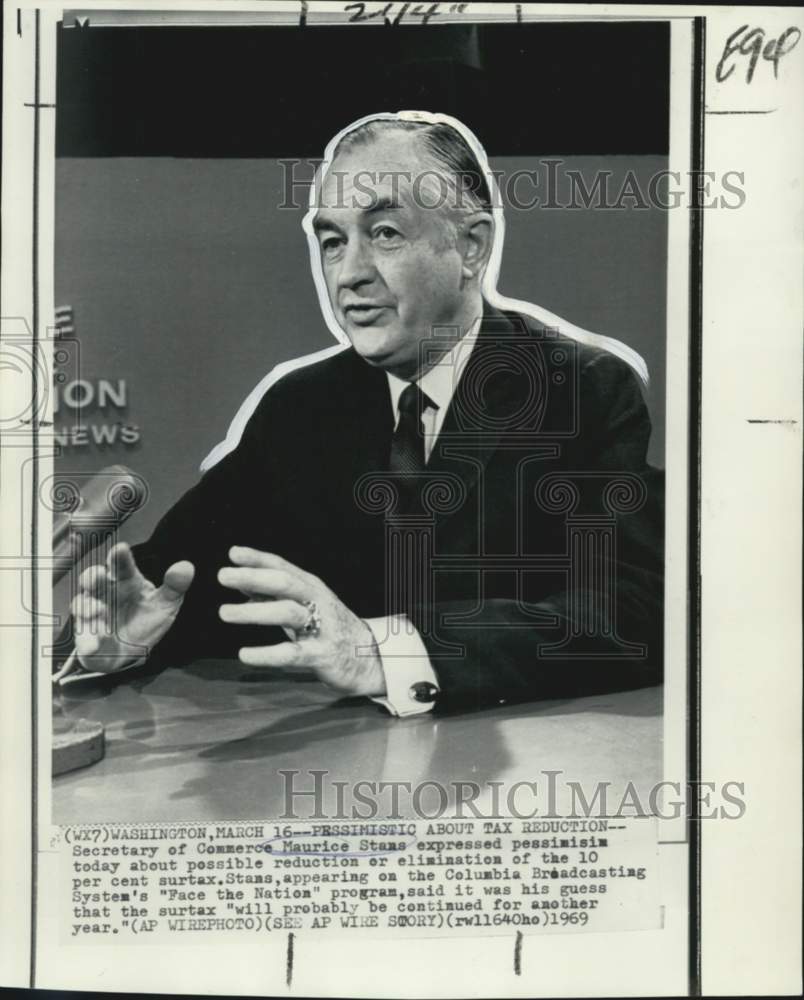 1969 Press Photo Secretary of Commerce Maurice Stans on "Face the Nation"