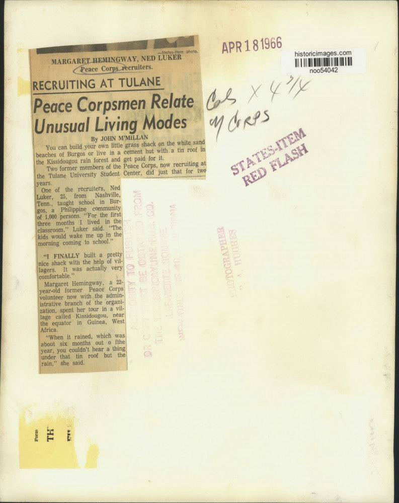 1966 Press Photo Ned Luker, Peace Corps recruiter at Tulane University