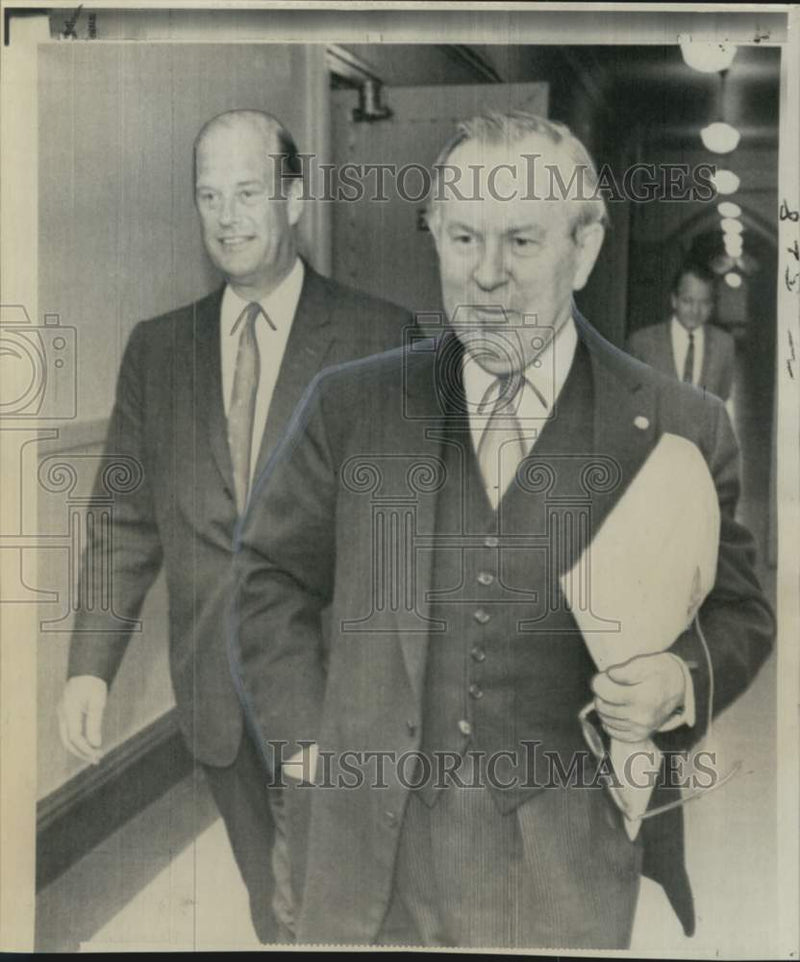Load image into Gallery viewer, 1967 Press Photo Canada's Prime Minister Lester B. Pearson with Robert Winters
